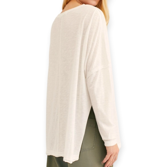 NWT Free People We the Free On My Mind Oversized V Neck Linen Blend Shirt - Picture 2 of 8